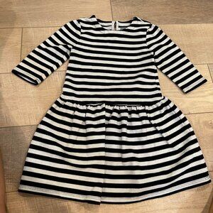 Black & White Striped BabyGap Dress For Girls Size 4-5 YRS 3/4 Sleeves